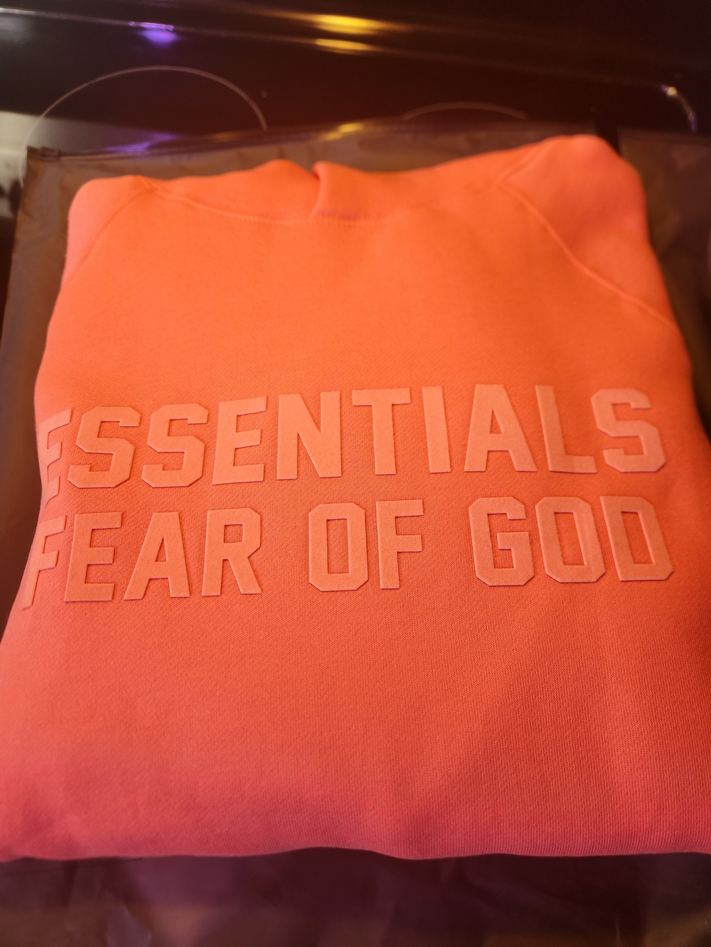 Essentials Men Sweater - Coral/Orange with Raised Logo